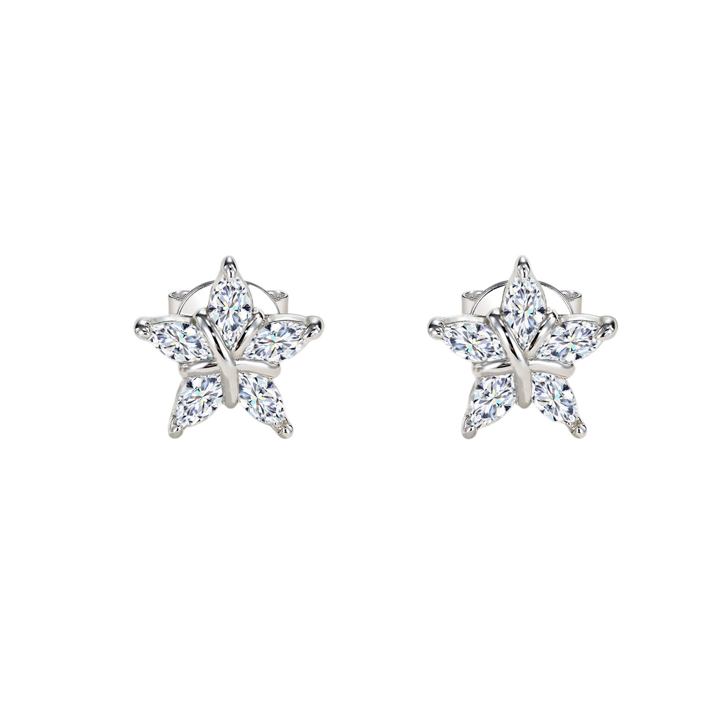 Hayesaura | Celestial Mystique Marquise Star Moissanite | Midnight Glamour Starlit Earrings