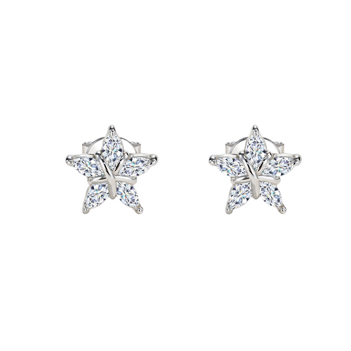 Hayesaura | Celestial Mystique Marquise Star Moissanite | Midnight Glamour Starlit Earrings