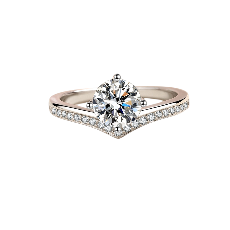 Hayesaura | High-Cold 18K Plated Peach Heart Micro-Pavé Moissanite Ring | Quiet Luxury Bridal Band