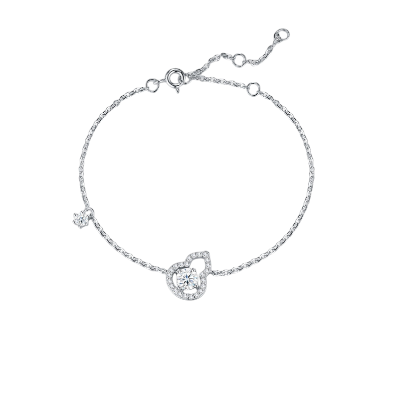 Hayesaura | Heritage 18K Plated Gourd & Heart Moissanite Bracelet | Modern Minimalist Daily Statement