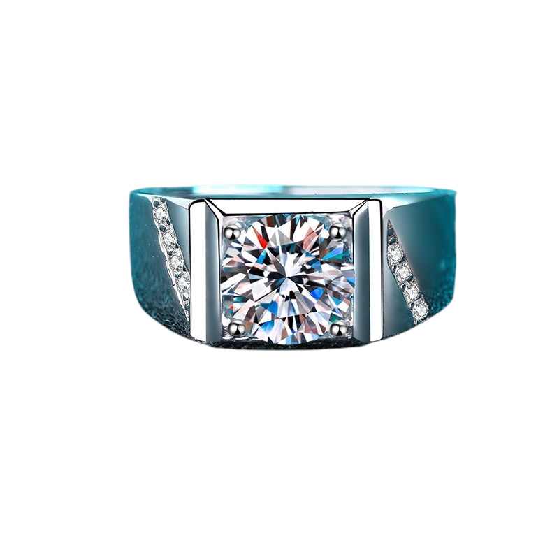 Hayesaura | Men's Heavy Bold Statement Genuine Leather-Smooth Moissanite Band