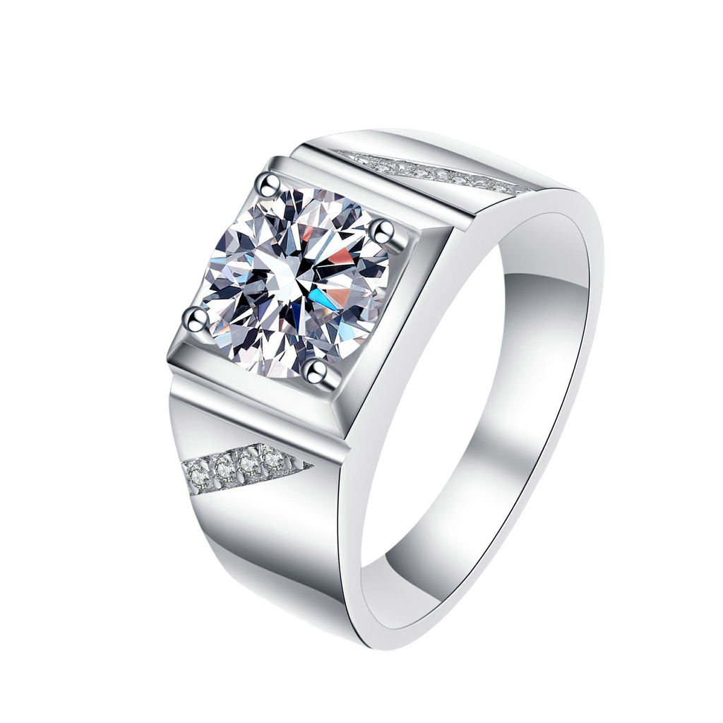 Hayesaura | Men's Heavy Bold Statement Genuine Leather-Smooth Moissanite Band