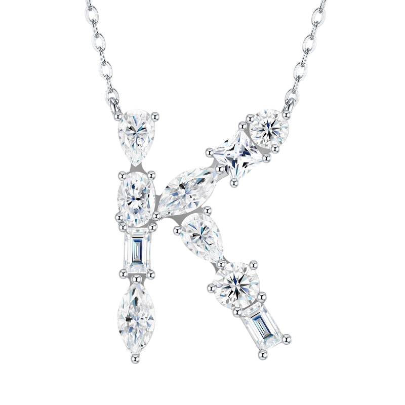 Hayesaura | Street Hip-Hop 18K Plated D-Color Moissanite 26 Initial Letters Necklace | Unisex Avant-Garde Clavicle Chain Statement