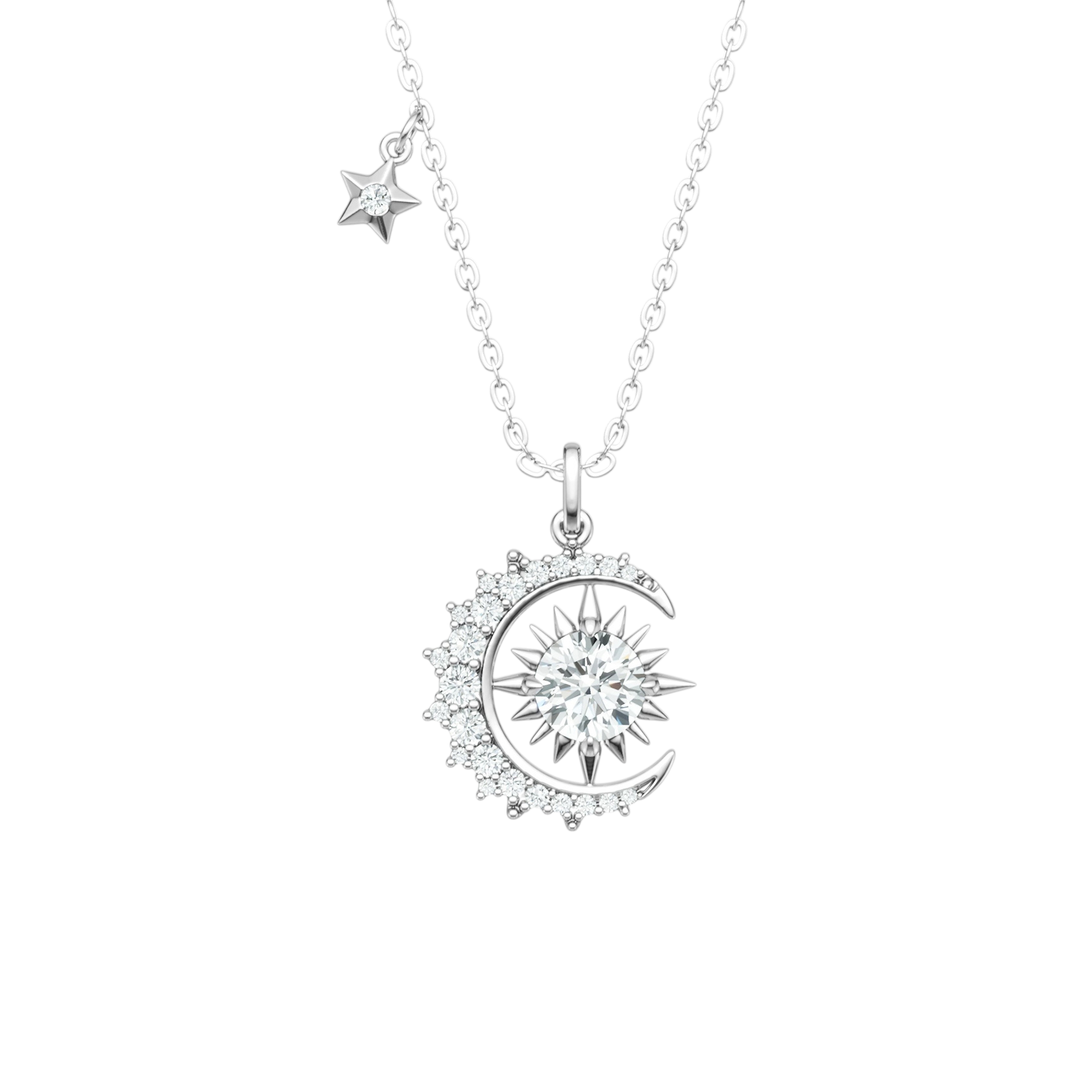 Hayesaura | Celestial Mystique 18K Plated Sun & Moon Moissanite | Bohemian Luxe Clavicle Chain