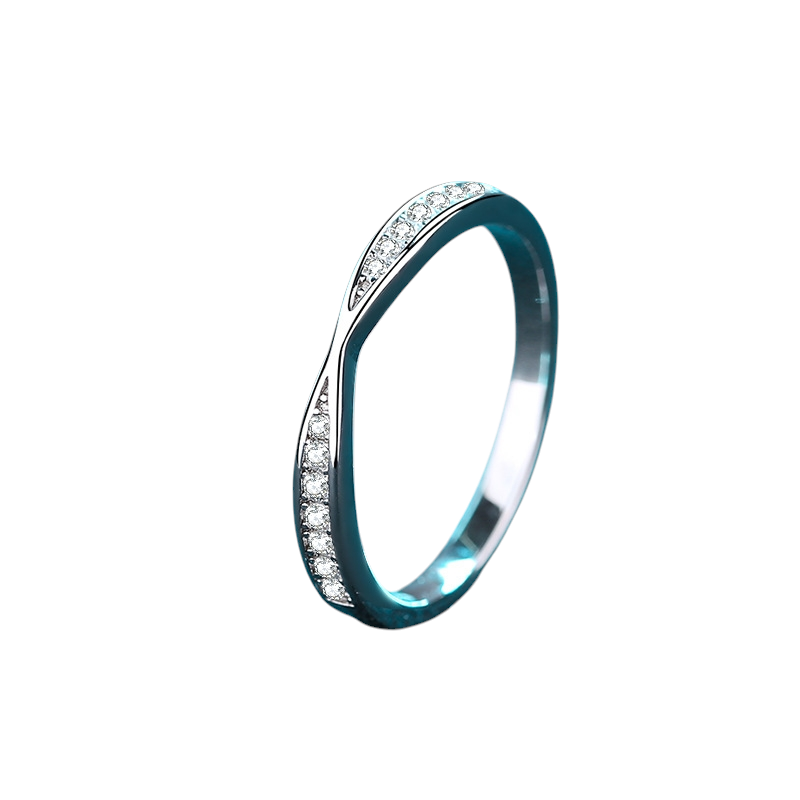 Hayesaura | Acubi Style Criss-Cross Minimalist Moissanite Band | Cyber Y2K Stacking Ring