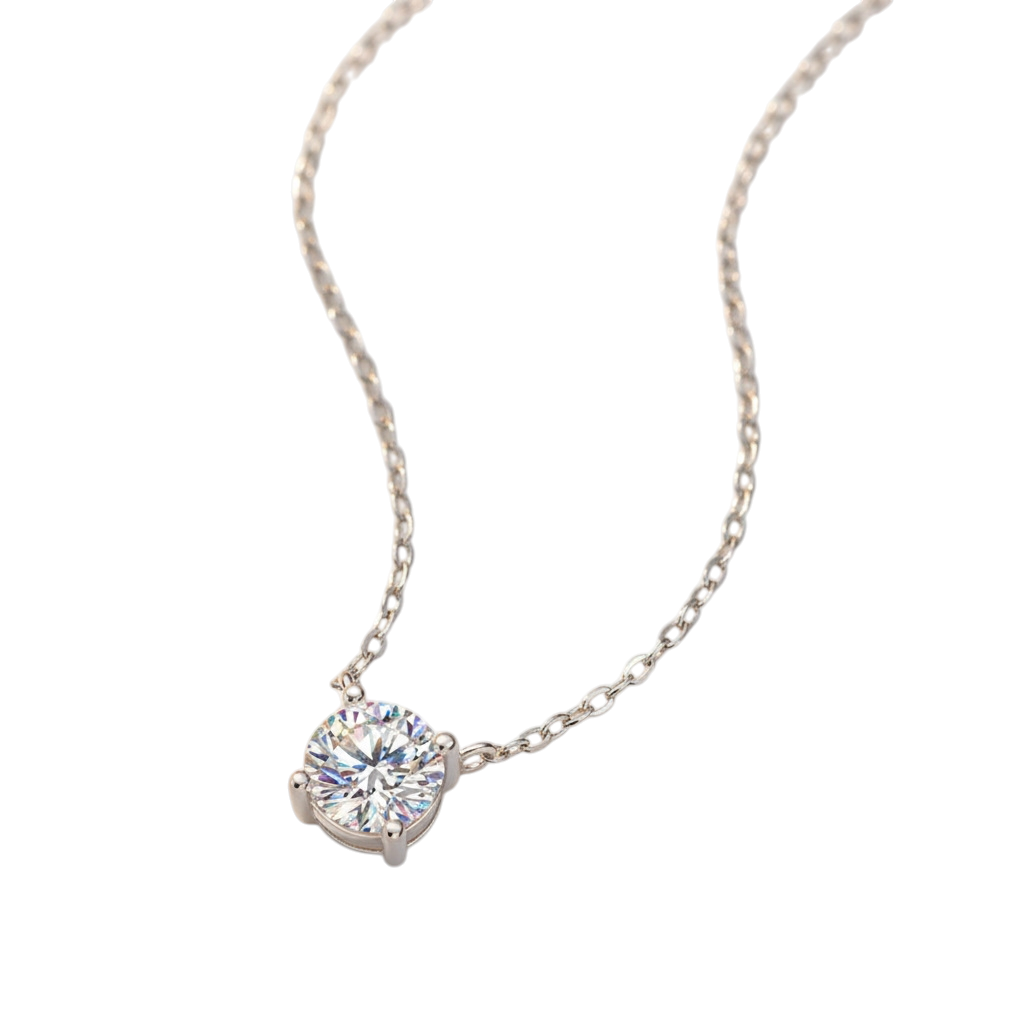 Hayesaura | Office Siren PT950 Plated Classic Four-Prong Moissanite | Quiet Luxury Solitaire Pendant Necklace