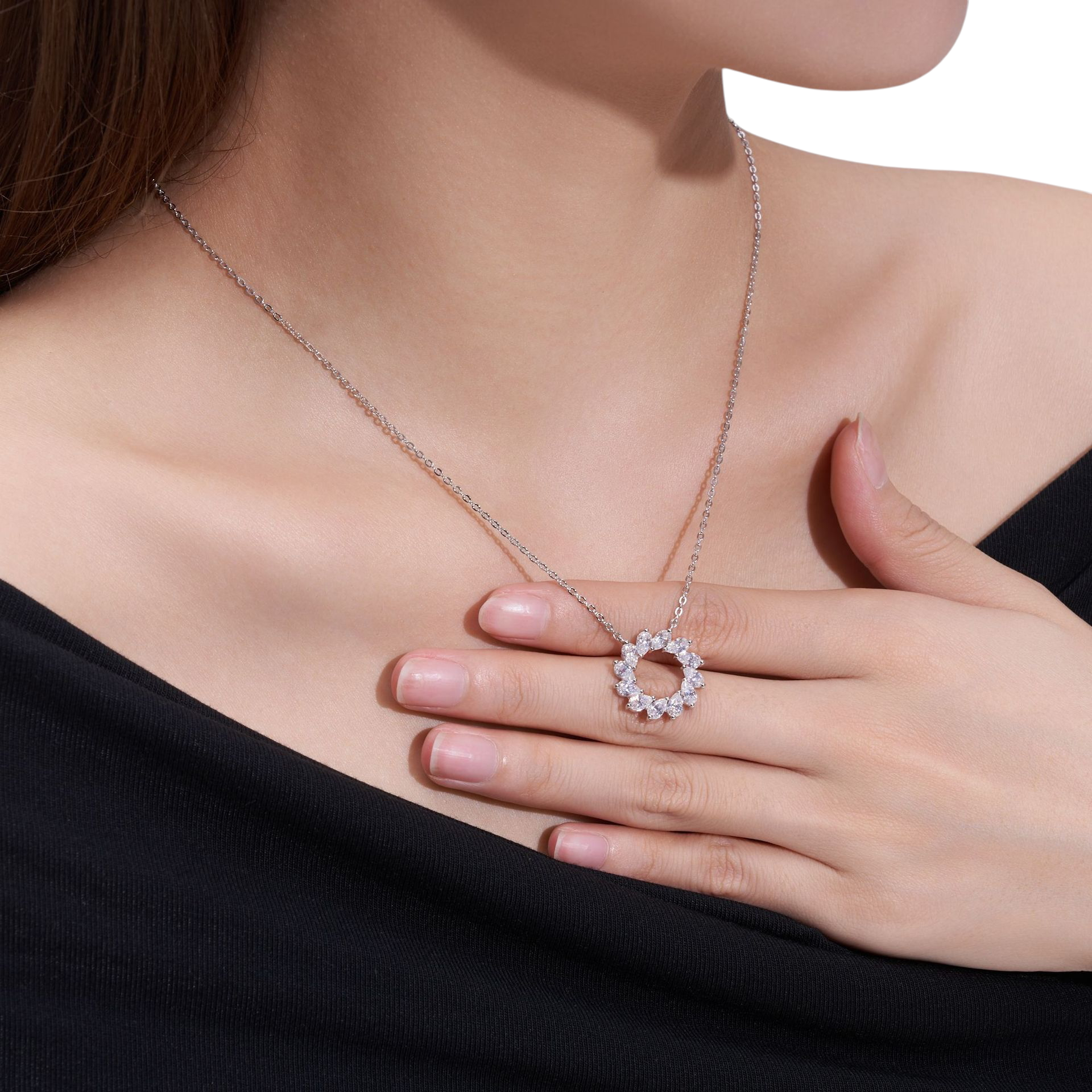 Hayesaura | Acubi Style 18K Plated Marquise Circle Moissanite | Cyber Y2K Minimalist Pendant