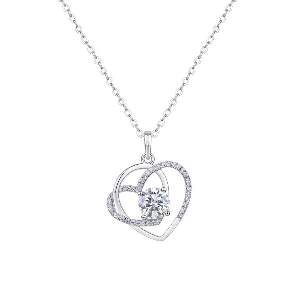 Hayesaura | Coquette Romance 18K Plated Layered Heart Moissanite | Quiet Luxury Bridal Pendant