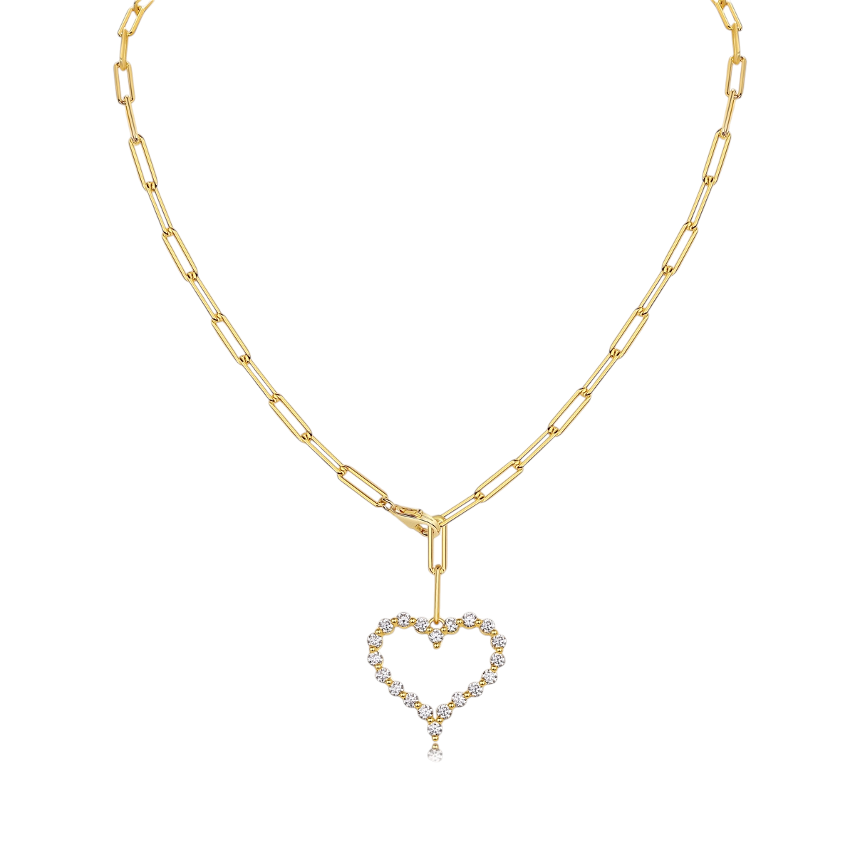 Hayesaura | Parisian Chic 18K Plated Layered Heart Tassel Moissanite | Elegant Bridal Drop Chain