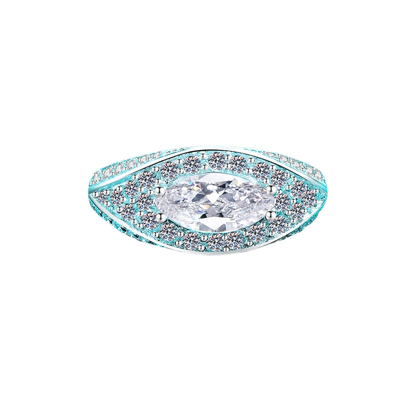 Hayesaura | Cyber Y2K 18K Plated Evil Eye Marquise Moissanite | Avant-Garde Cocktail Ring
