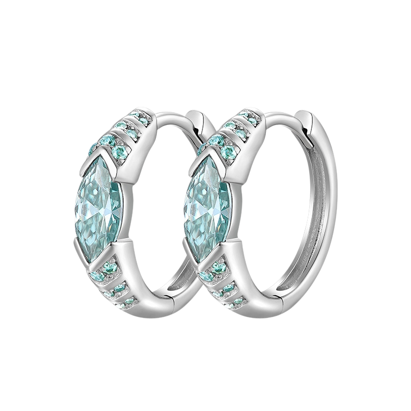 Hayesaura | Avant-Garde Unisex Blue Moissanite Huggie Hoops | Vintage Grunge Minimalist Ear-Clasp