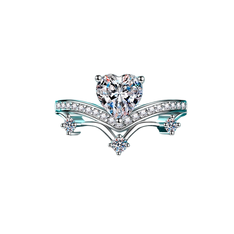 Hayesaura | Clean Fit Elegant Heart V-Shape Moissanite Ring | Modern Romance Promise Ring