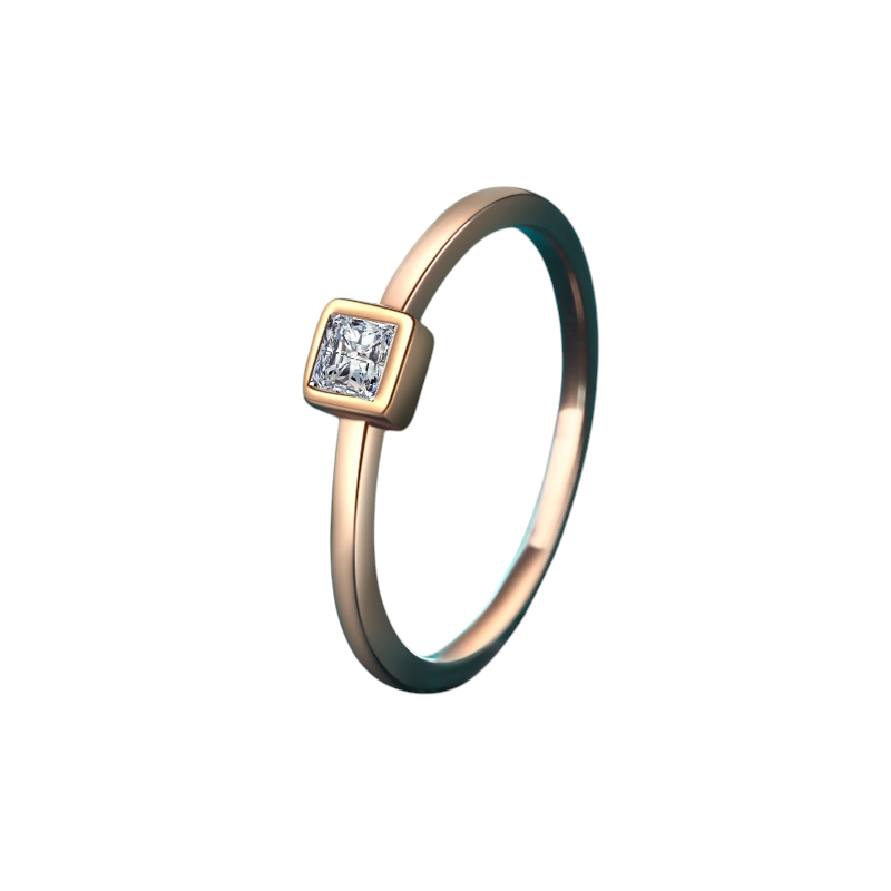 Hayesaura | Champagne Gold Ice Cube Geometric Moissanite Ring