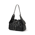 Hayesaura | Caviar Quilted Genuine Leather Drawstring Hobo Crossbody