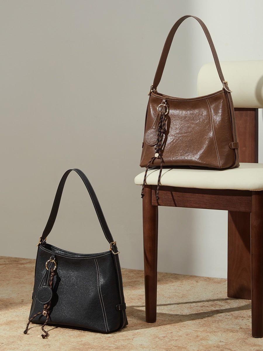 Hayesaura | 2026 Summer Vegetable-Tanned Leather Hobo Commuter Tote