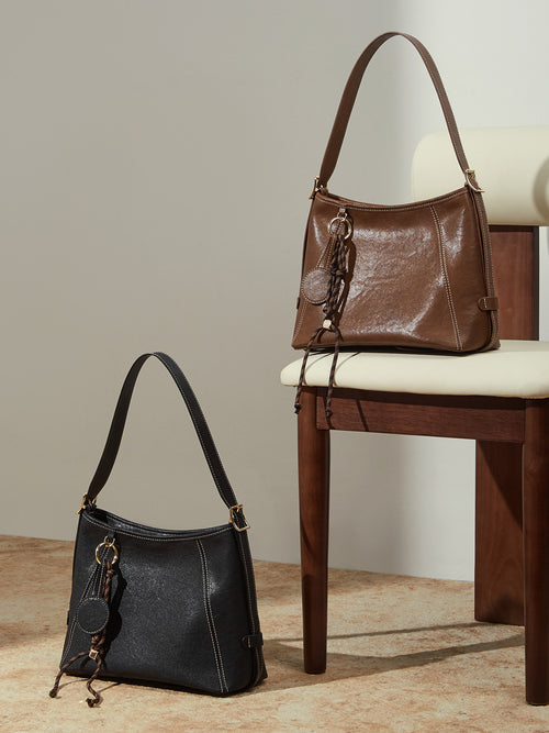 Hayesaura | 2026 Summer Vegetable-Tanned Leather Hobo Commuter Tote