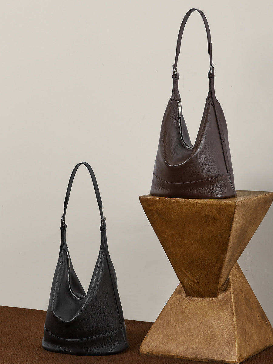 Hayesaura | Niche Top-Layer Cowhide Large Commuter Bucket Bag