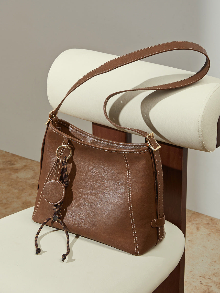 Hayesaura | 2026 Summer Vegetable-Tanned Leather Hobo Commuter Tote