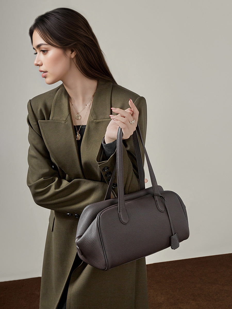 Hayesaura | 2026 Winter Top-Layer Cowhide Minimalist Hobo Bucket Bag