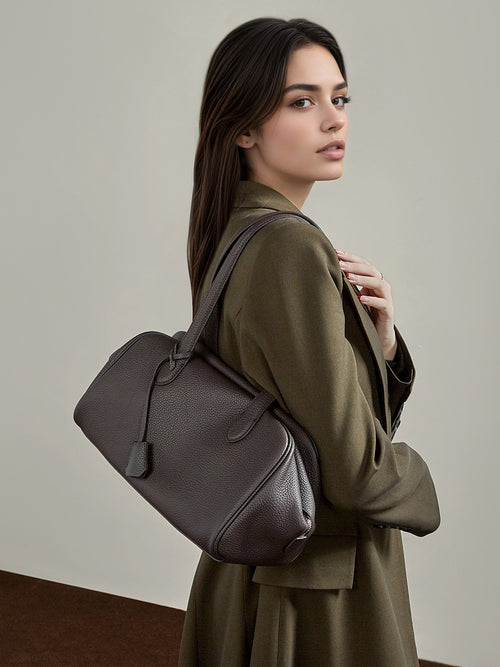 Hayesaura | 2026 Winter Top-Layer Cowhide Minimalist Hobo Bucket Bag