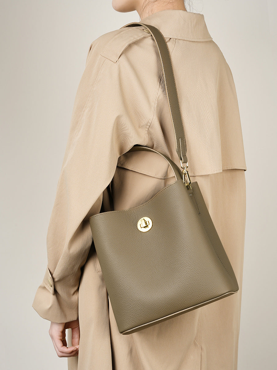 Hayesaura | 2026 Summer Genuine Leather Large Capacity Bucket Handbag