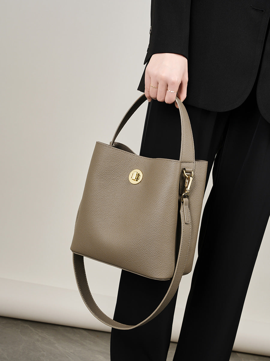 Hayesaura | 2026 Summer Genuine Leather Large Capacity Bucket Handbag
