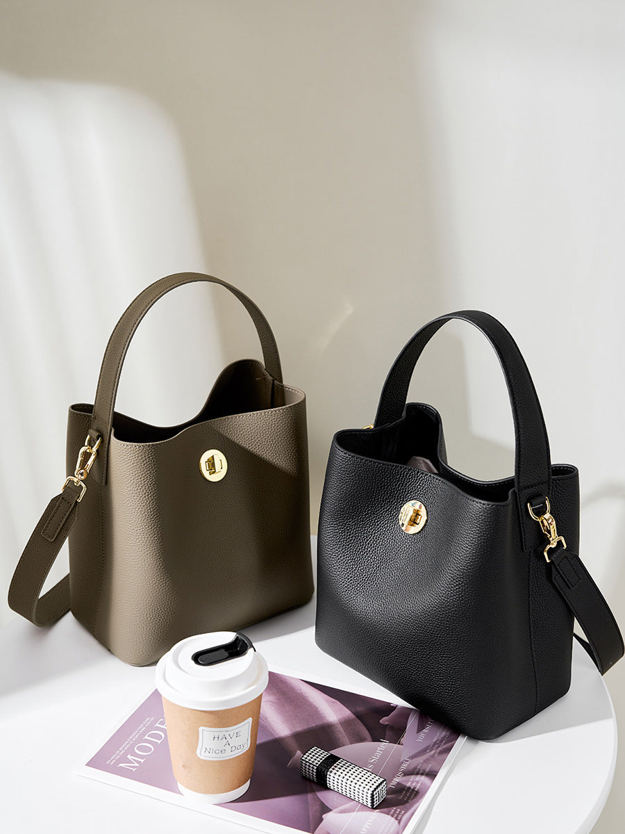 Hayesaura | 2026 Summer Genuine Leather Large Capacity Bucket Handbag