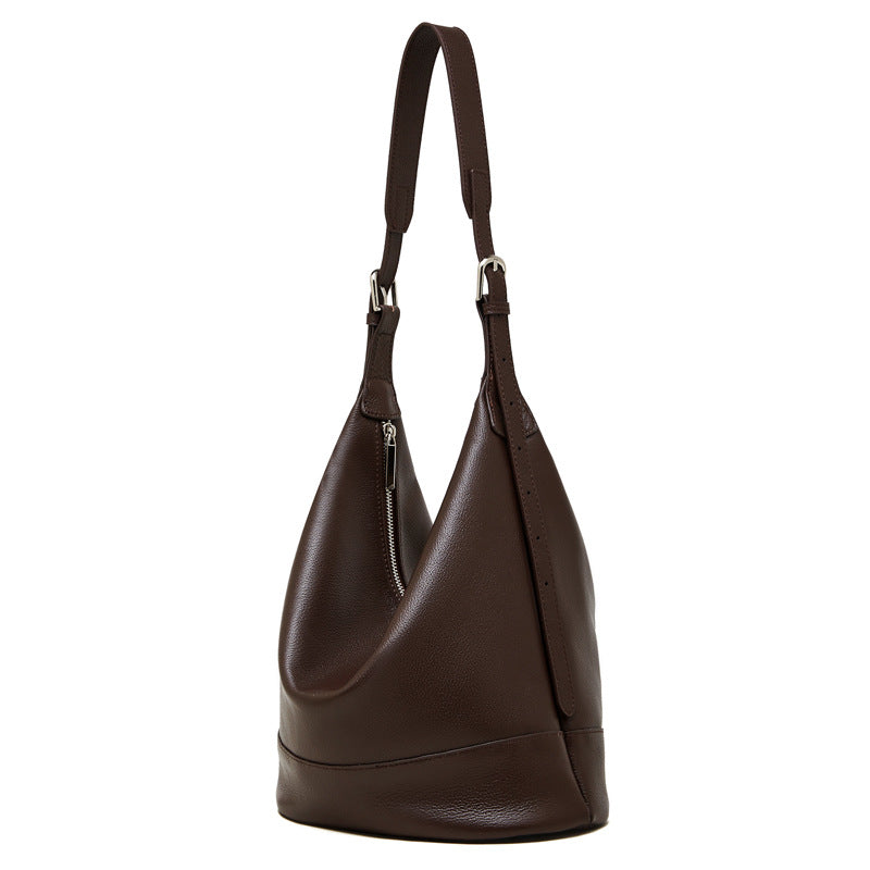 Hayesaura | Niche Top-Layer Cowhide Large Commuter Bucket Bag
