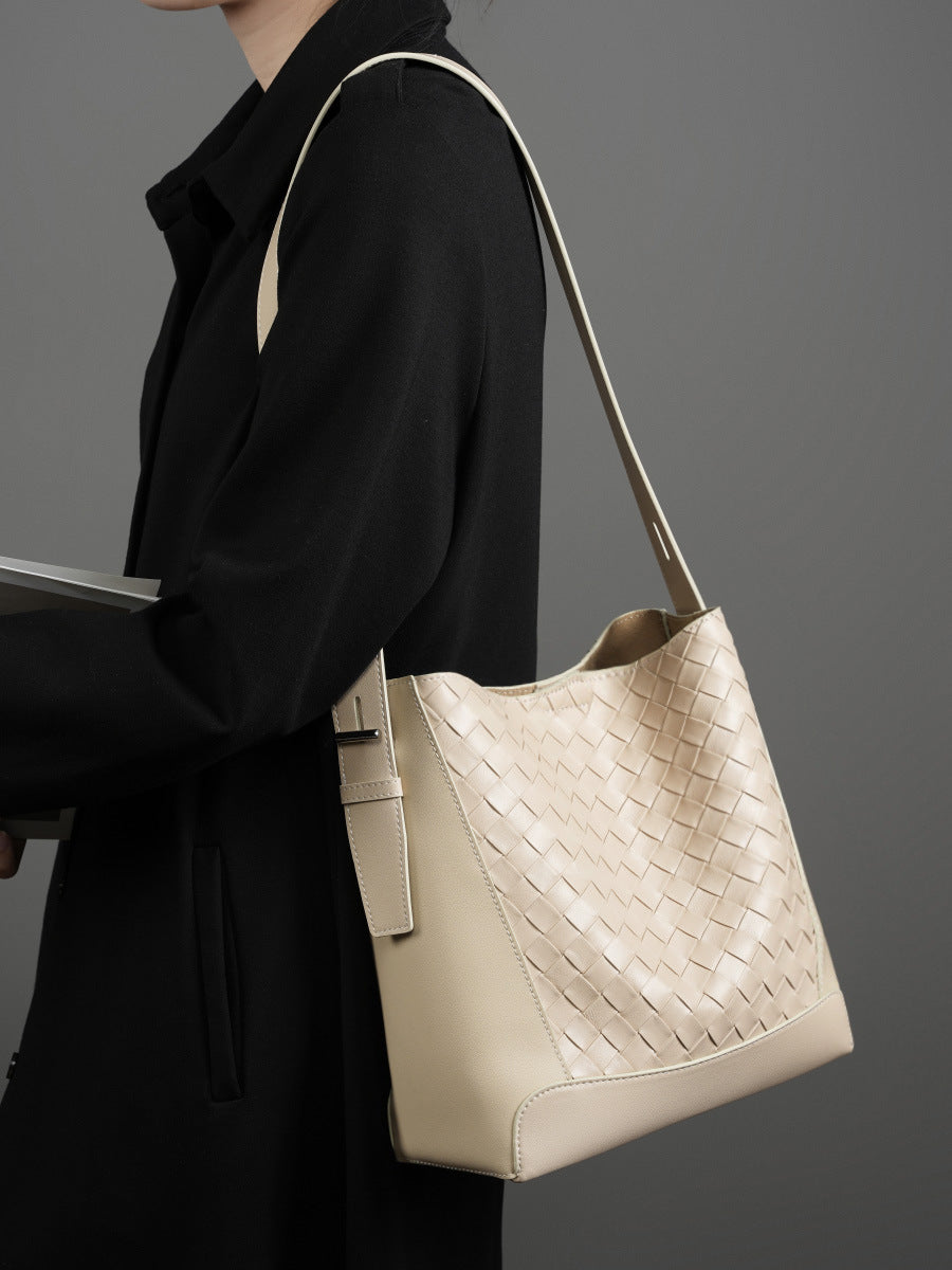 Hayesaura | Handmade Woven Cowhide 2-in-1 Large Commuter Tote