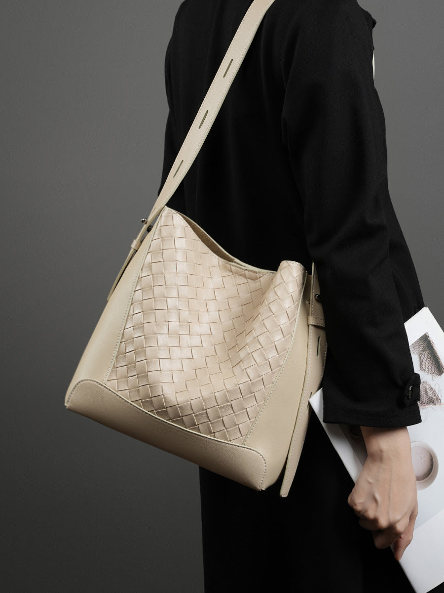 Hayesaura | Handmade Woven Cowhide 2-in-1 Large Commuter Tote