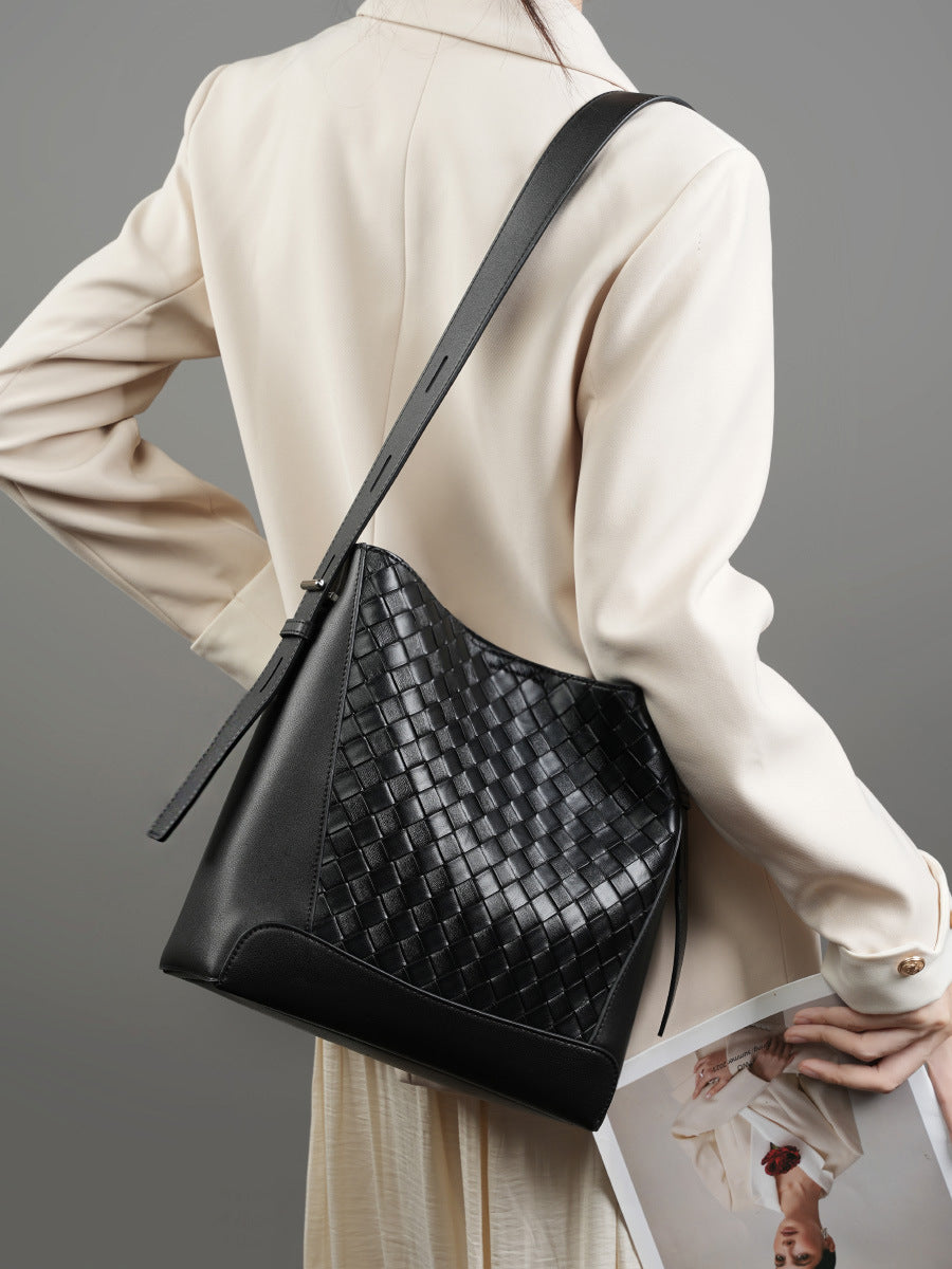 Hayesaura | Handmade Woven Cowhide 2-in-1 Large Commuter Tote