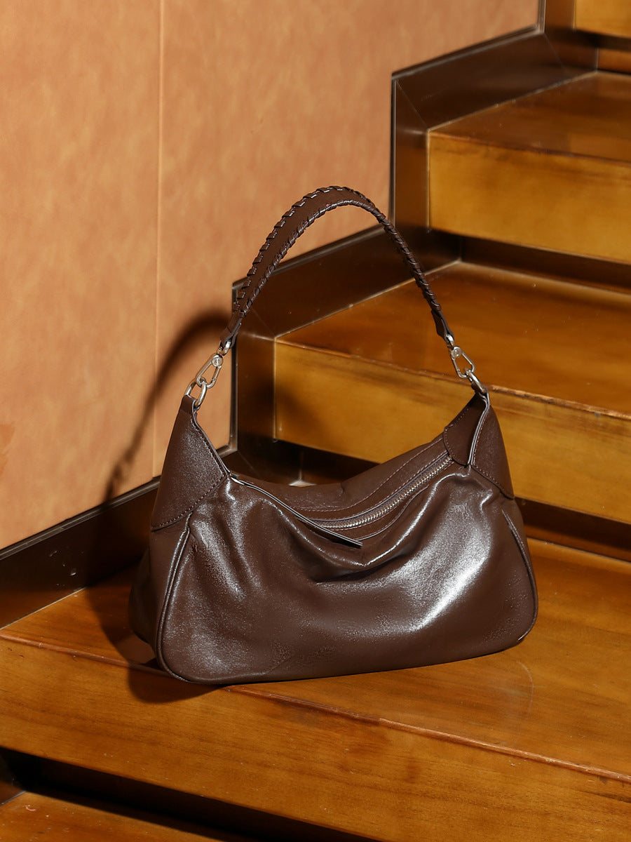 Hayesaura | Crystal Vegetable-Tanned Leather Hobo Underarm Crossbody
