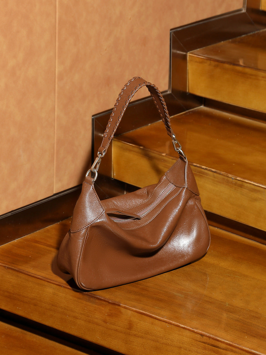 Hayesaura | Crystal Vegetable-Tanned Leather Hobo Underarm Crossbody