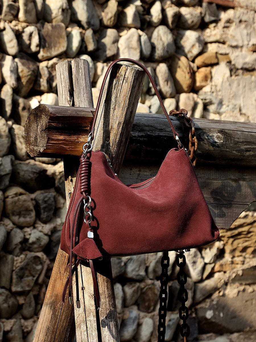 Hayesaura | 2026 Summer Retro Frosted Cowhide Large Commuter Tote