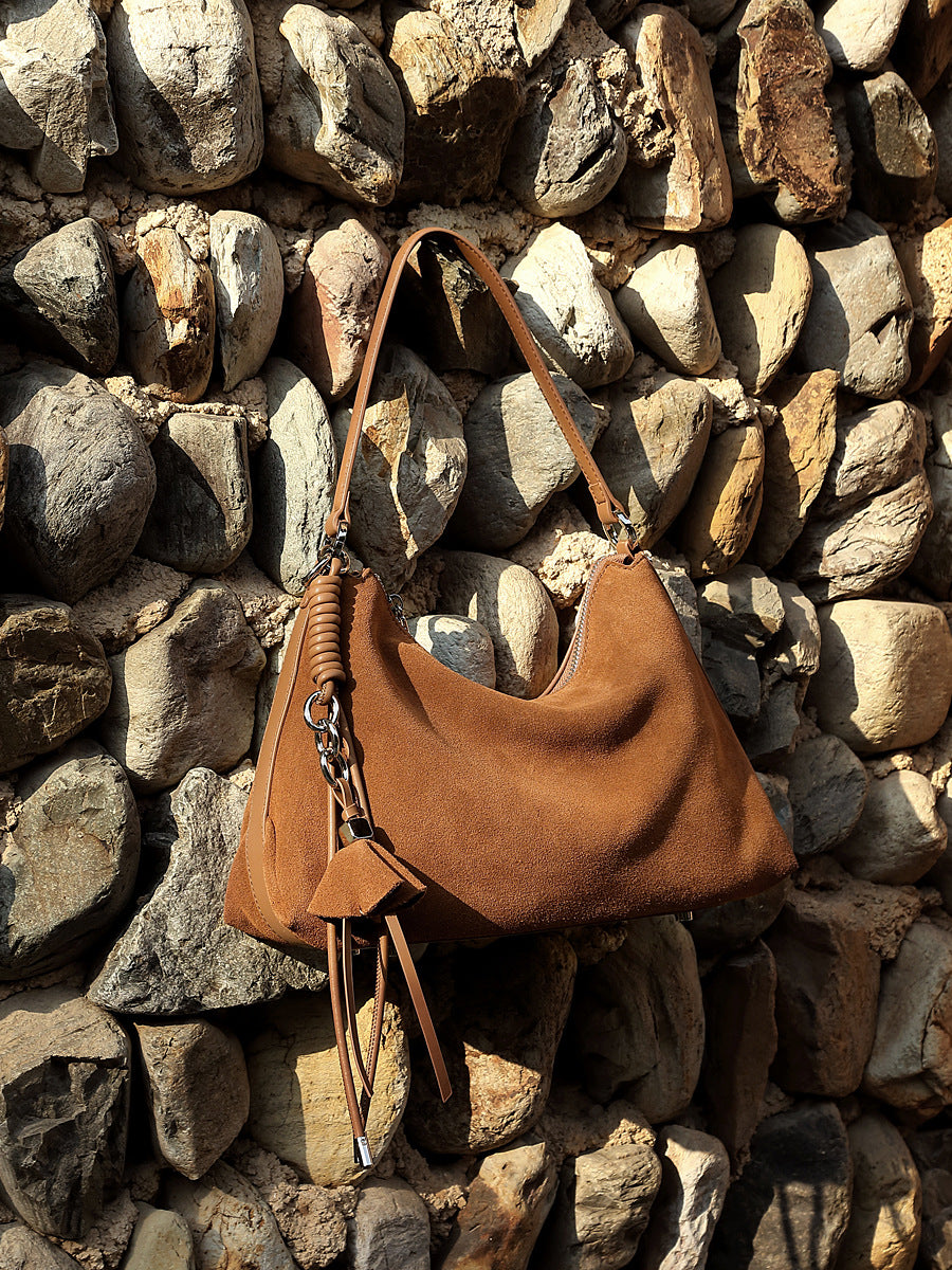 Hayesaura | 2026 Summer Retro Frosted Cowhide Large Commuter Tote