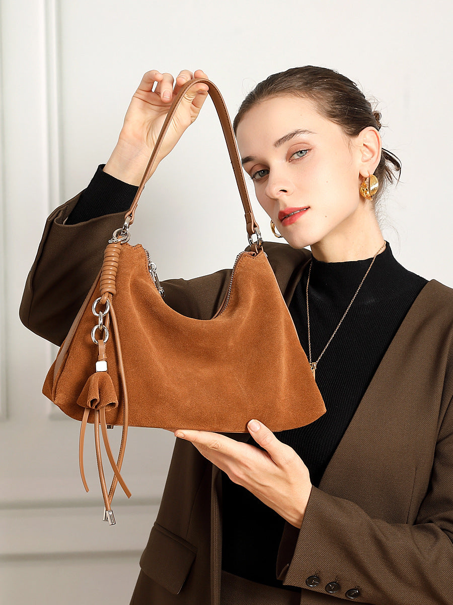 Hayesaura | 2026 Summer Retro Frosted Cowhide Large Commuter Tote