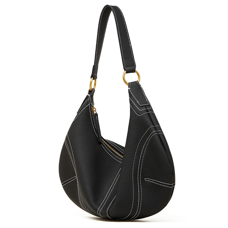 Hayesaura | Top-Layer Cowhide Slouchy Dumpling Croissant Underarm Bag