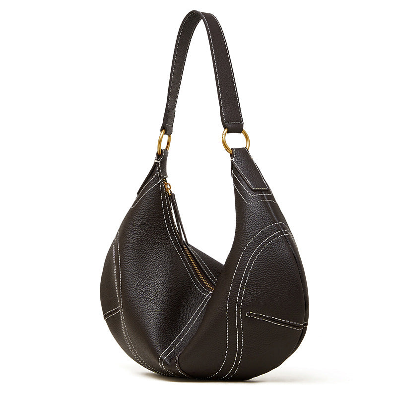 Hayesaura | Top-Layer Cowhide Slouchy Dumpling Croissant Underarm Bag