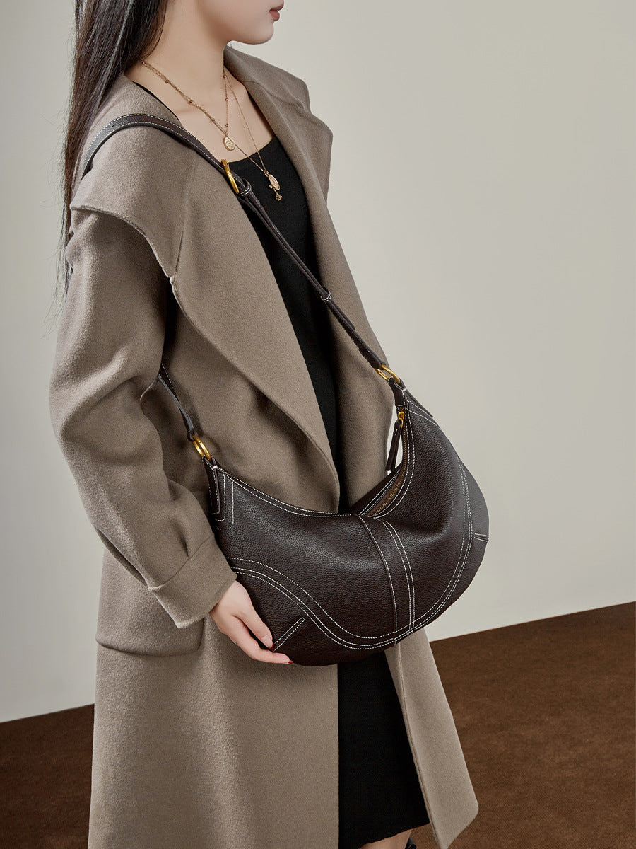 Hayesaura | Top-Layer Cowhide Slouchy Dumpling Croissant Underarm Bag