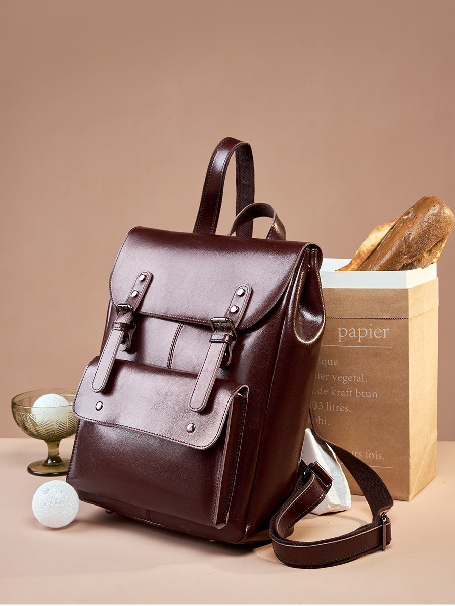Hayesaura | Vintage Genuine Leather 14-Inch Laptop Campus Backpack