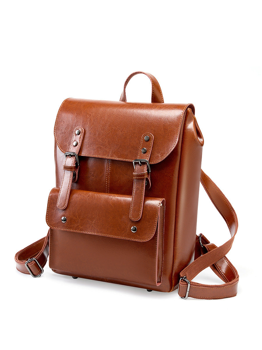 Hayesaura | Vintage Genuine Leather 14-Inch Laptop Campus Backpack