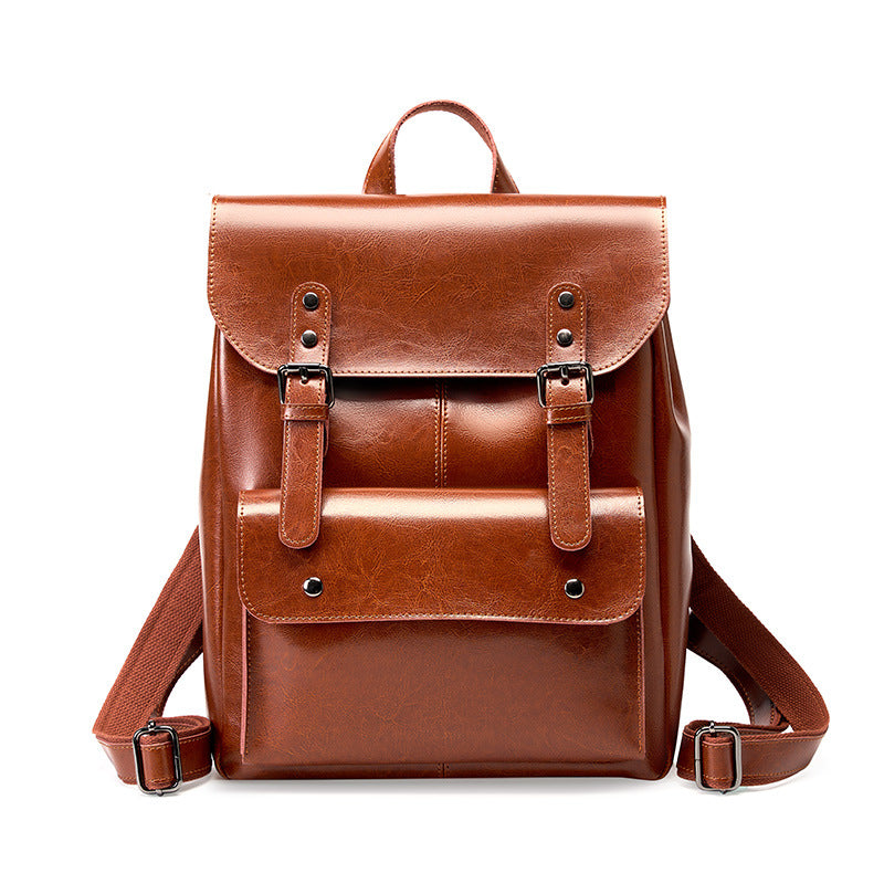 Hayesaura | Vintage Genuine Leather 14-Inch Laptop Campus Backpack