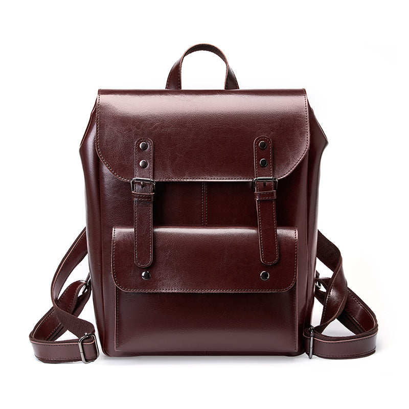 Hayesaura | Vintage Genuine Leather 14-Inch Laptop Campus Backpack