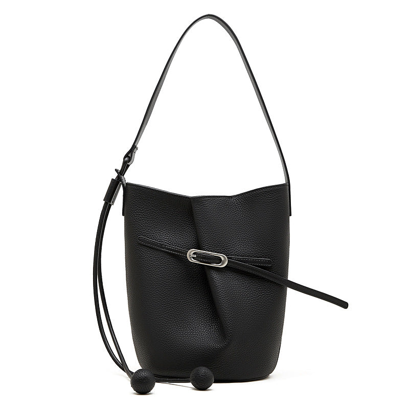 Hayesaura | Niche Top-Layer Cowhide Large Capacity Bucket Crossbody