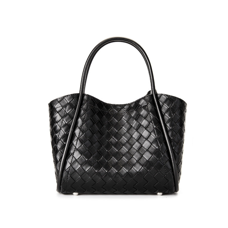 Hayesaura | 2026 Summer Woven Pattern Genuine Leather 2-in-1 Tote