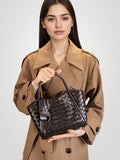Hayesaura | 2026 Summer Woven Pattern Genuine Leather 2-in-1 Tote
