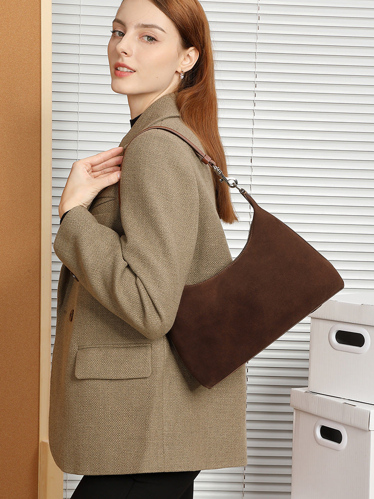 Hayesaura | 2026 Frosted Matte Cowhide Large Commuter Underarm Tote