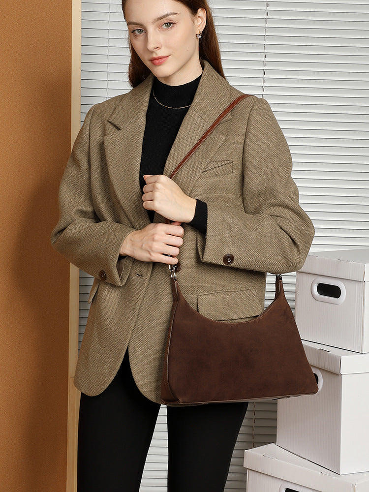 Hayesaura | 2026 Frosted Matte Cowhide Large Commuter Underarm Tote