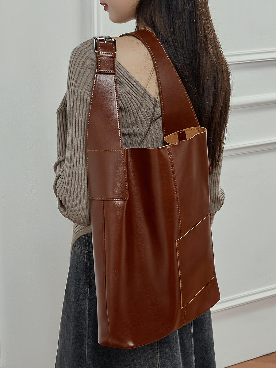 Hayesaura | Vegetable-Tanned Cowhide Large Capacity Bucket Tote