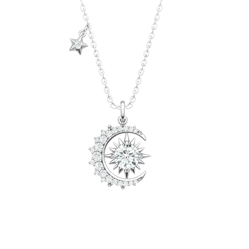 Hayesaura | Celestial Mystique 18K Plated Sun & Moon Moissanite | Bohemian Luxe Clavicle Chain